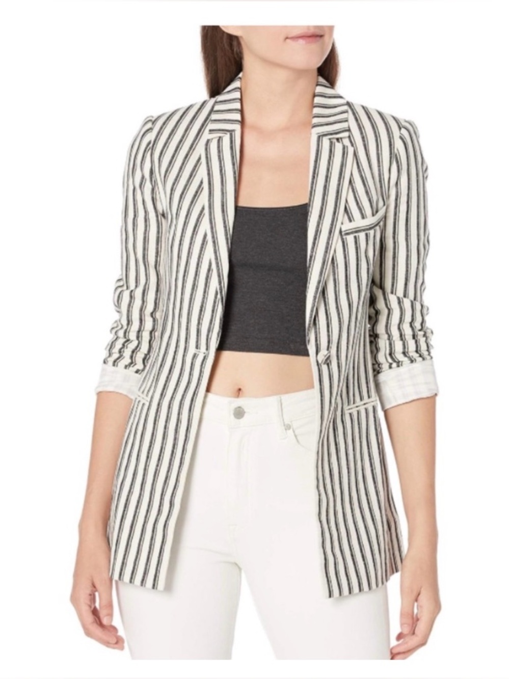 NWT BCBG Max Azaria Blazer linen‎ blend oversized XS
